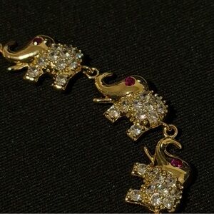 18k Gold Plated Elephant Charm Bracelet | Brand New